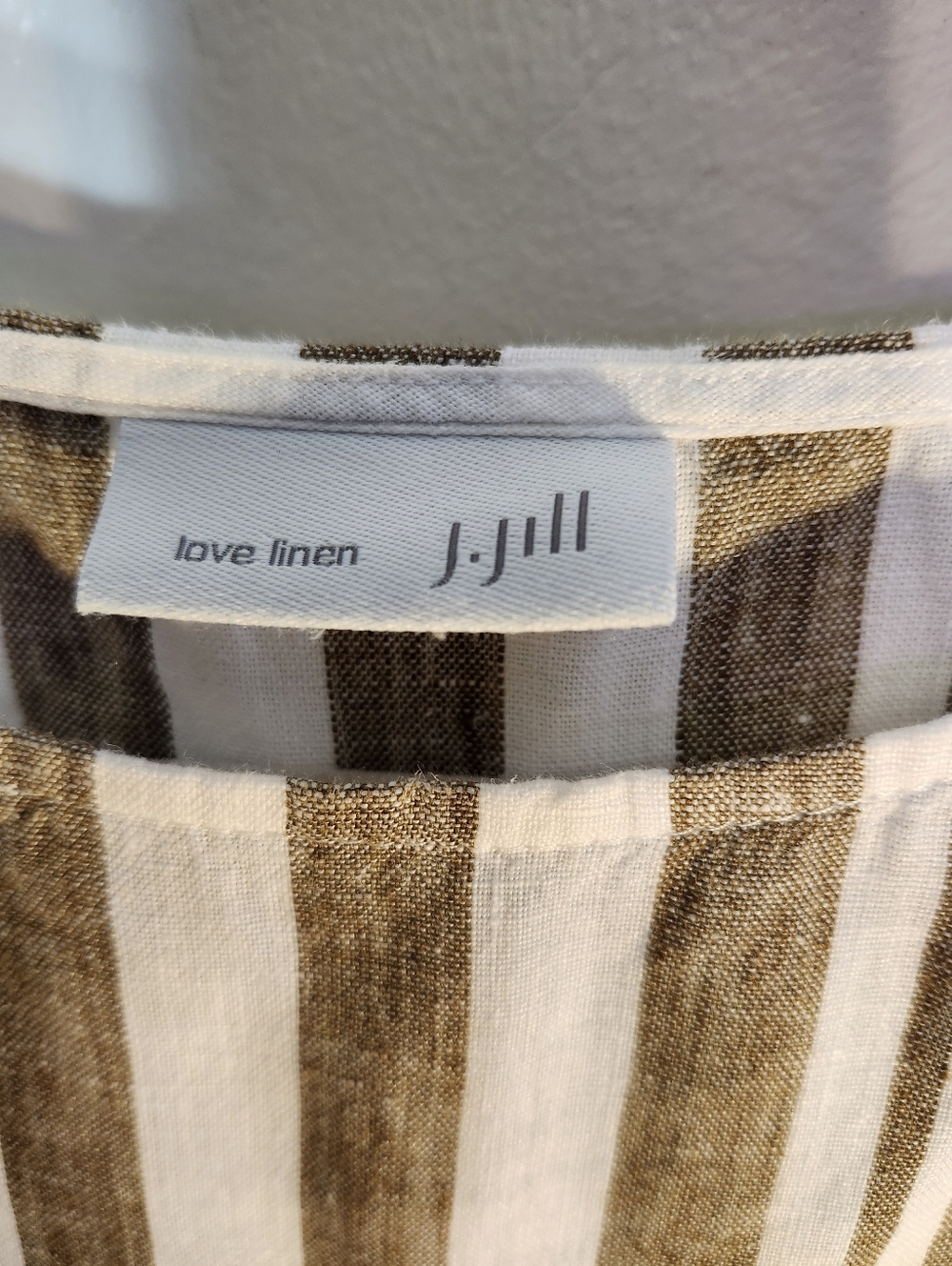 J. Jill Striped Sleeveless Linen Tank in White & Brown - Picture 2 of 7